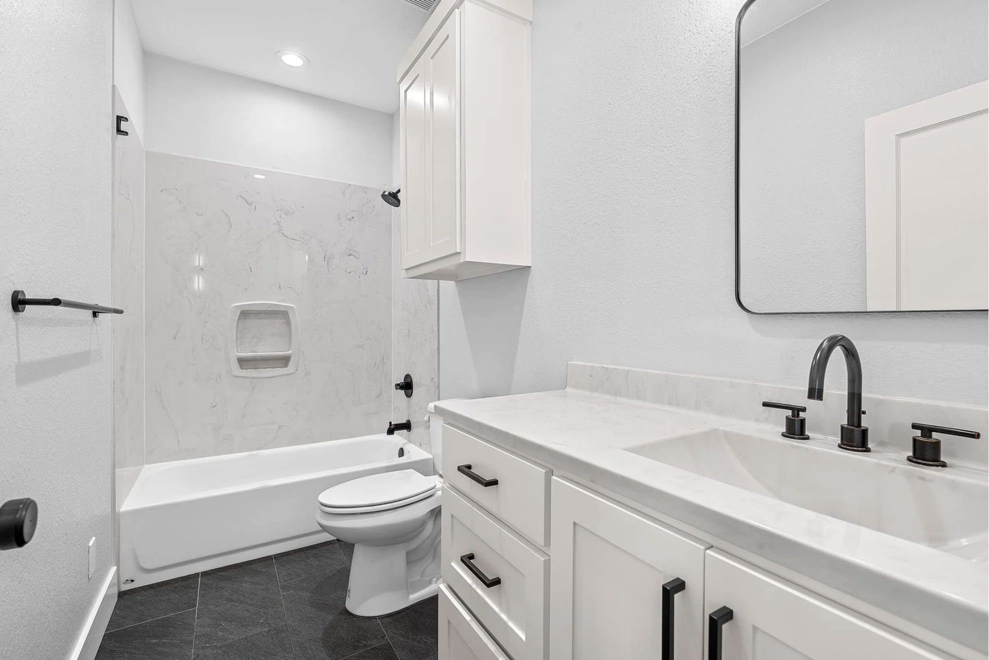 Modern bathroom setup showcasing vanity and fixture installation by Waco Bathroom Remodel near me.