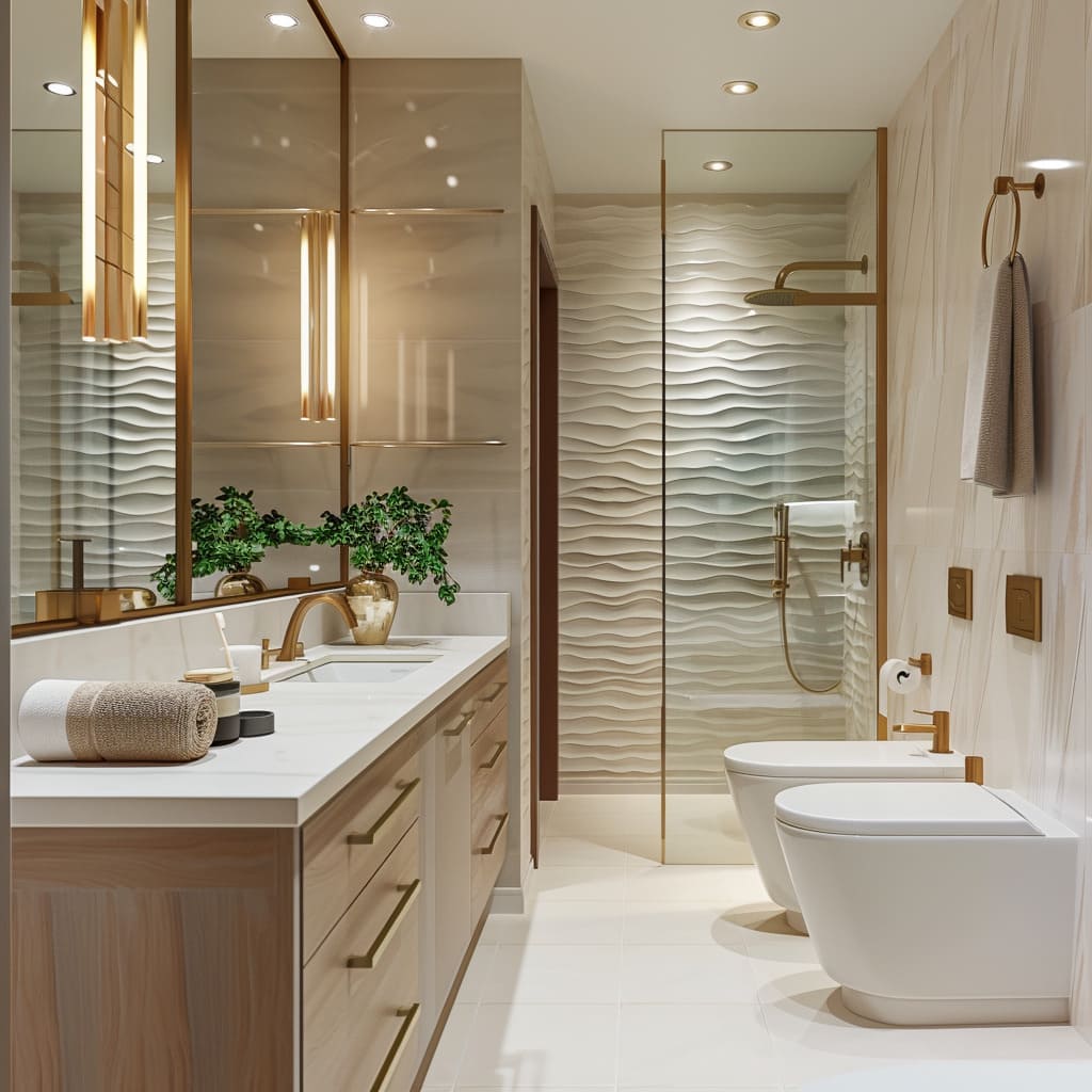 Contractor installing bathroom tiles in McLennan County, TX home